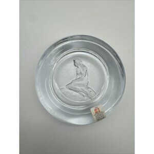 Vintage Holme Gaard Copenhagen Denmark MCM Clear Glass Mermaid Trinket Ashtray